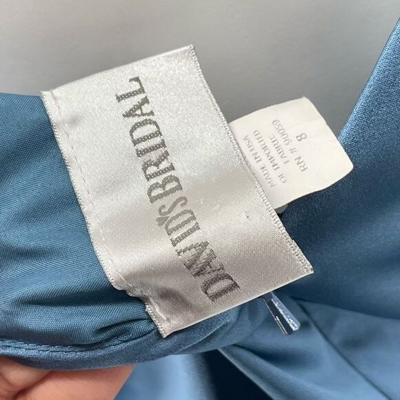 David’s Bridal Women’s Blue Squareneck Sleeveless Fit & Flare Cocktail Dress 8 - Picture 11 of 14